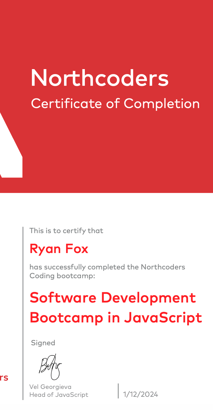 Bootcamp certificate